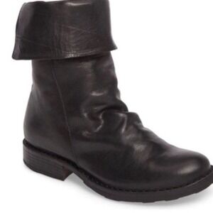 Fiorentini + Baker Ella Black Leather Fold Over Rear Zip Boots Italy Size 40